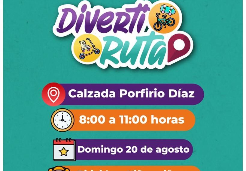 Invita Gobierno del Estado a disfrutar de la DivertiRuta este 20 de agosto