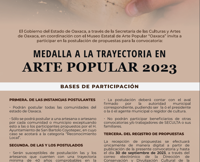 Reconocerá Gobierno Estatal con Medalla de Arte Popular 2023 a personas artesanas de Oaxaca