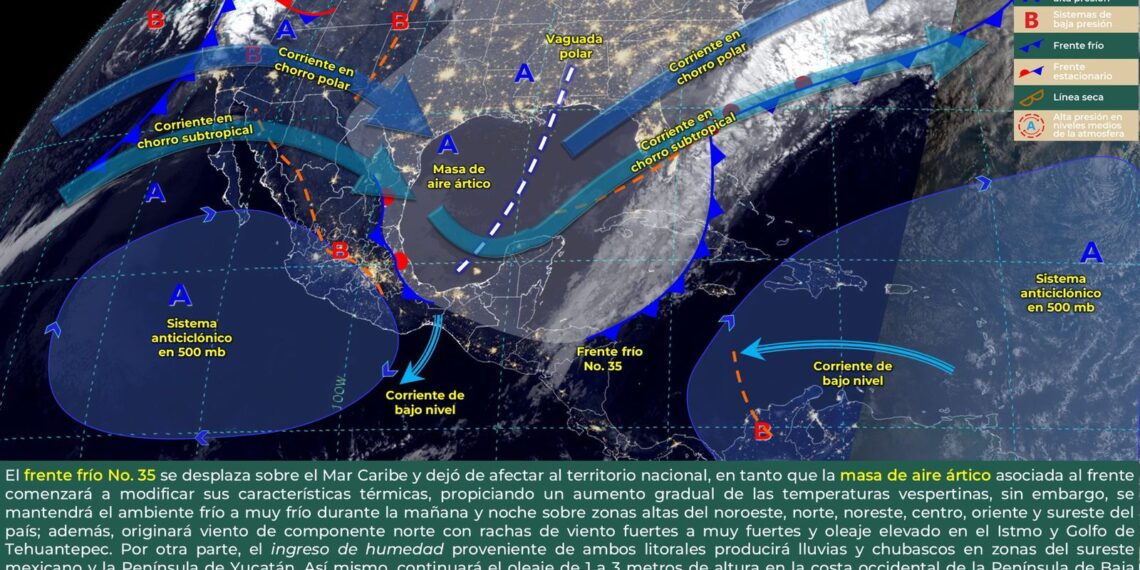 Frente frío 35 comenzará a debilitarse y dejará de tener efectos en el estado de Oaxaca